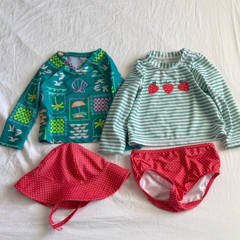 Baby girl strawberry Swim Set - Teal, Mint, Red 18 months